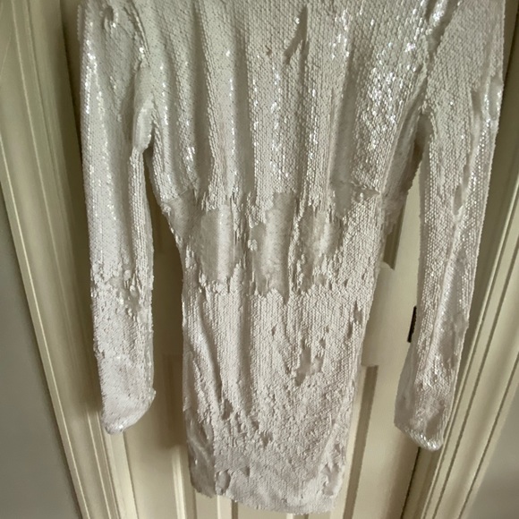 White sequins long sleeve party dress - Picture 12 of 12